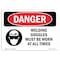 Signmission OSHA Danger, Welding Goggles Must Be Worn At All Times, 14in X 10in Decal, 14" W, 10" H, Landscape OS-DS-D-1014-L-1622 - alternate 1